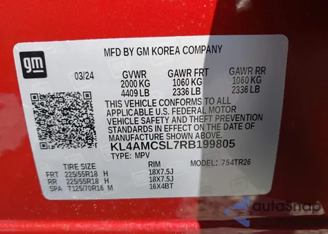 2024 Buick Encore Gx Preferred Awd из США, поврежденный, VIN KL4AMCSL7RB199805